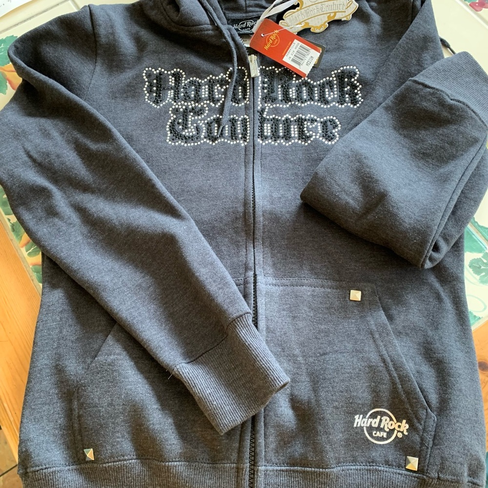 NWT Women’s Size Medium Hard Rock Cafe Couture Hooded Full-Zip sweatshirt jacket